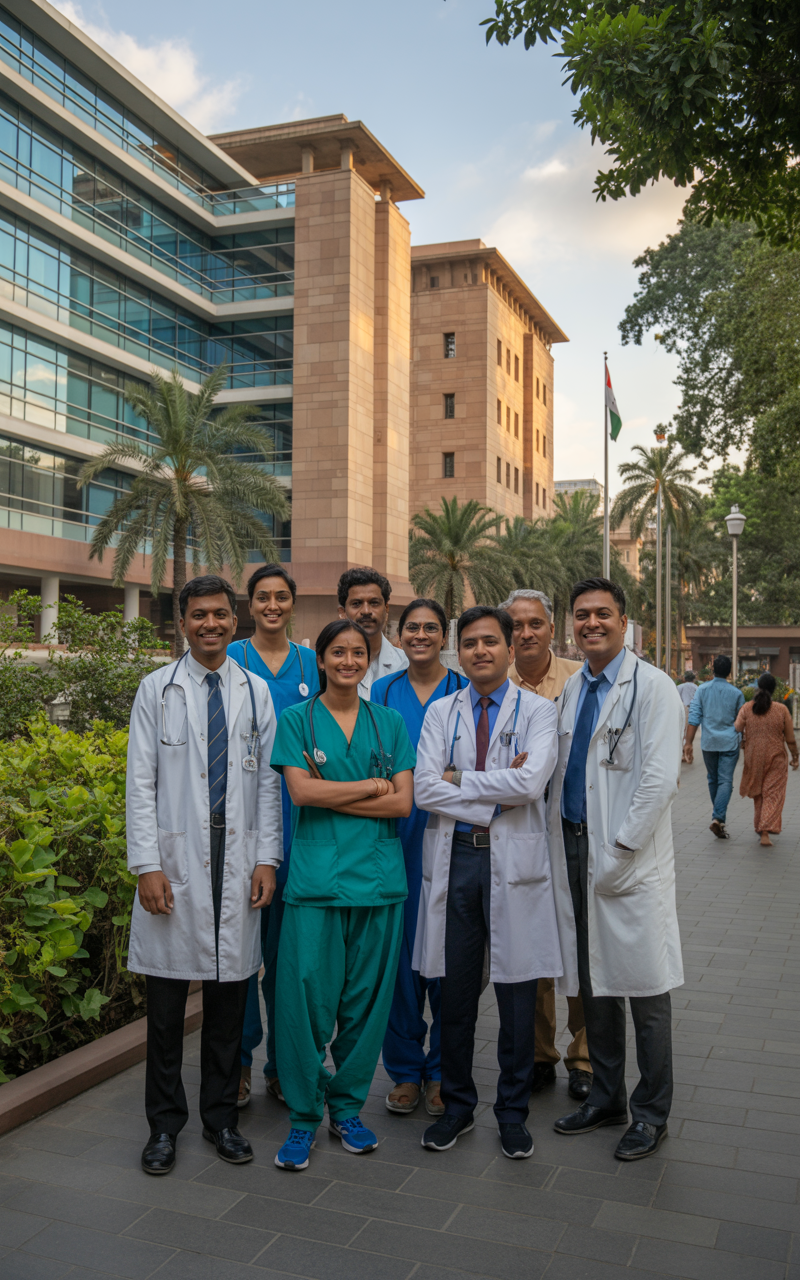 Diverse healthcare team collaborating