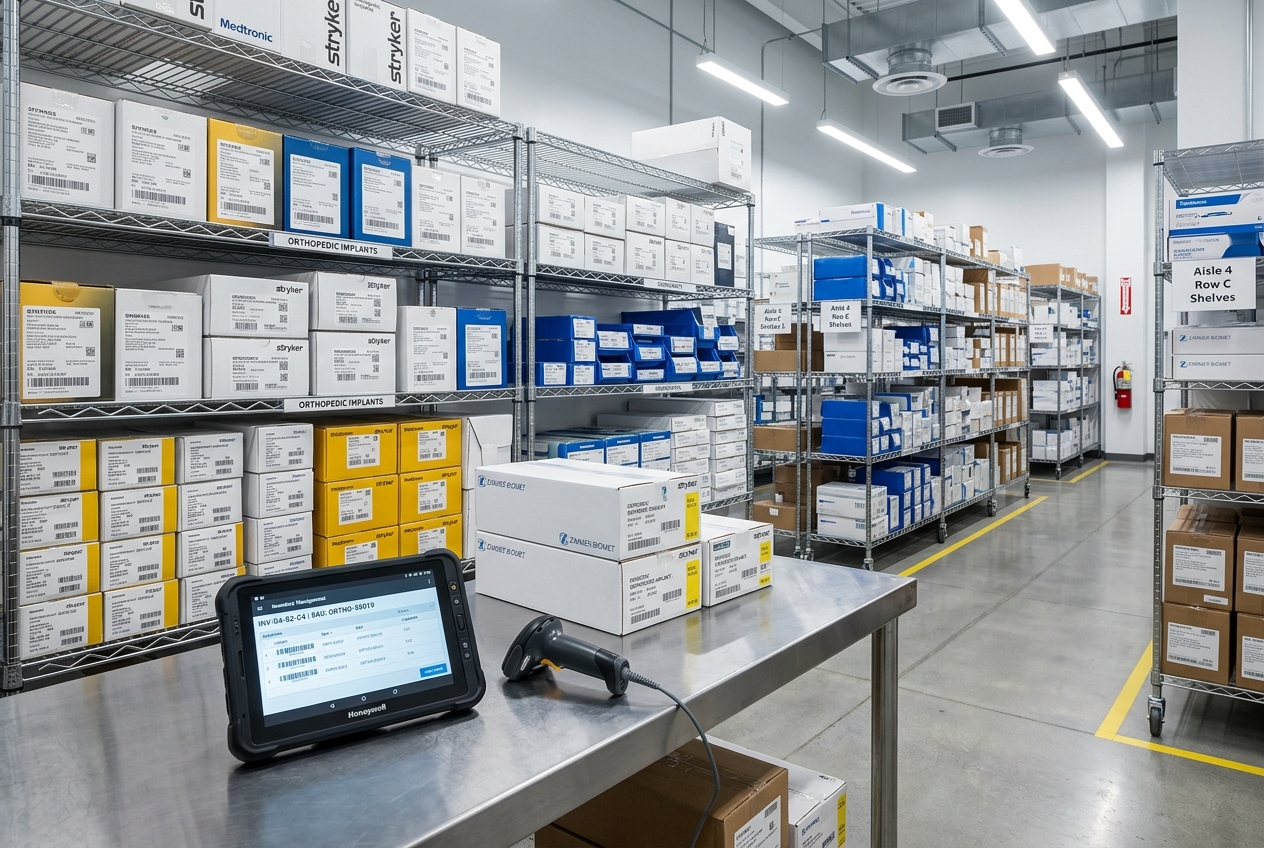 Hospital surgical supplies and implants storage